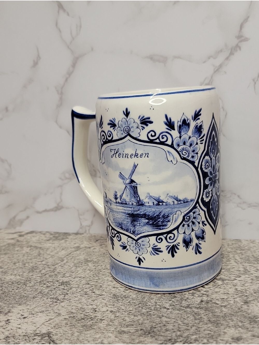 Vintage Heineken Blue Delft Ceramic Beer Stein Mug from Holland - Picture 9 of 11